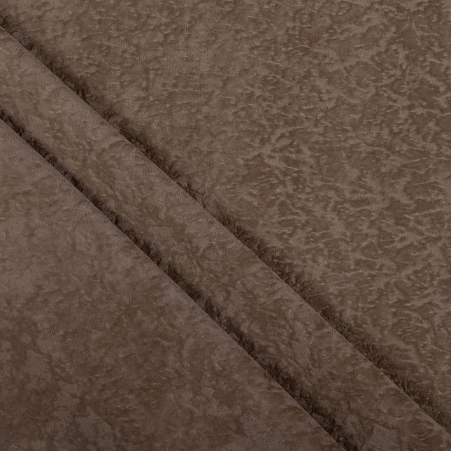 Pastel Brown Colour Textured Velvet Flock Readymade Curtain