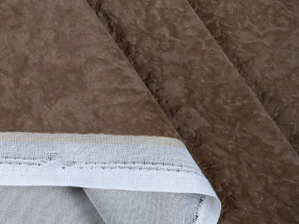 Pastel Brown Colour Textured Velvet Flock Readymade Curtain