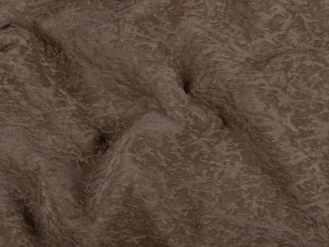 Pastel Brown Colour Textured Velvet Flock Easy Clean Sofa, Chair and Curtain Fabric