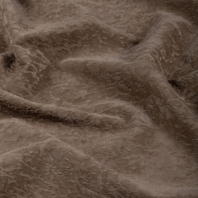 Pastel Brown Colour Textured Velvet Flock Easy Clean Sofa, Chair and Curtain Fabric