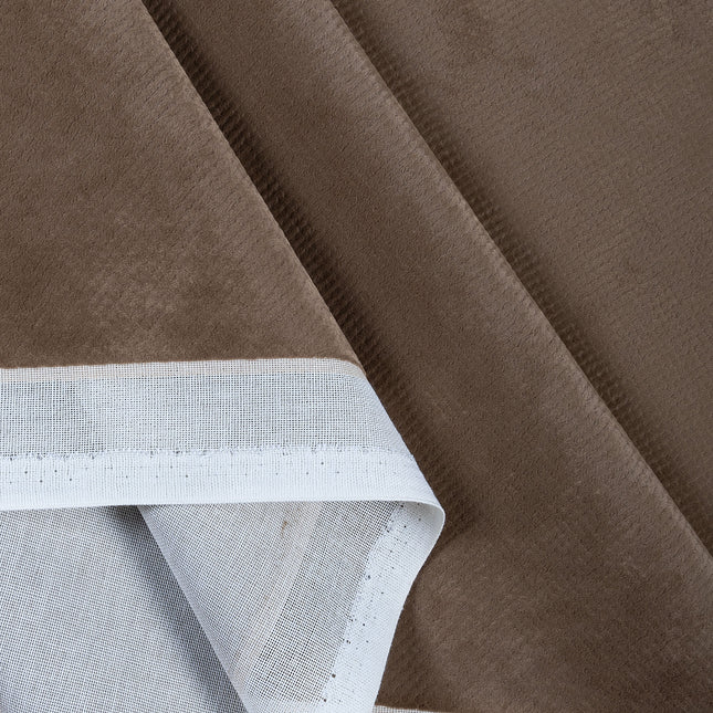 Coffee Brown Colour Textured Velvet Flock Readymade Curtain