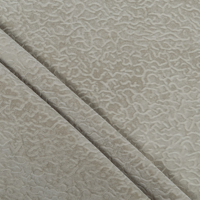 Greenish Grey Colour Textured Velvet Flock Readymade Curtain