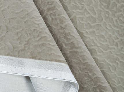 Greenish Grey Colour Textured Velvet Flock Readymade Curtain