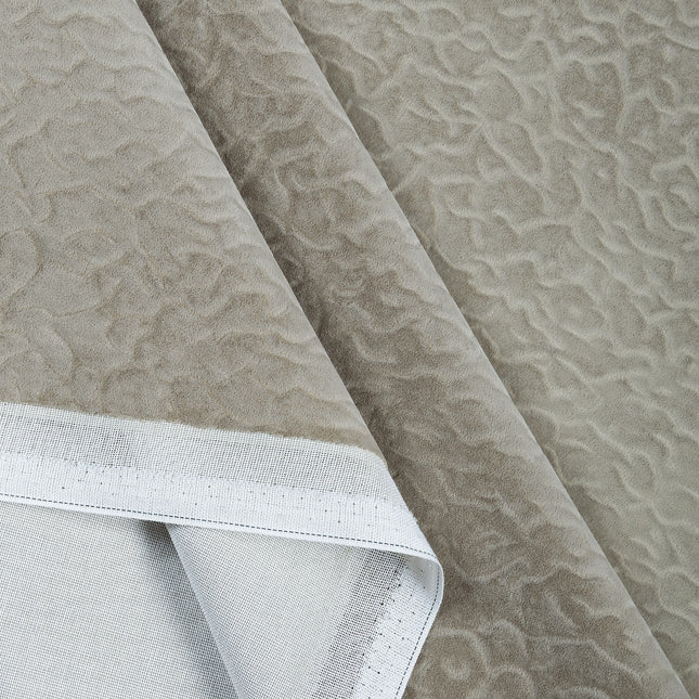 Greenish Grey Colour Textured Velvet Flock Readymade Curtain