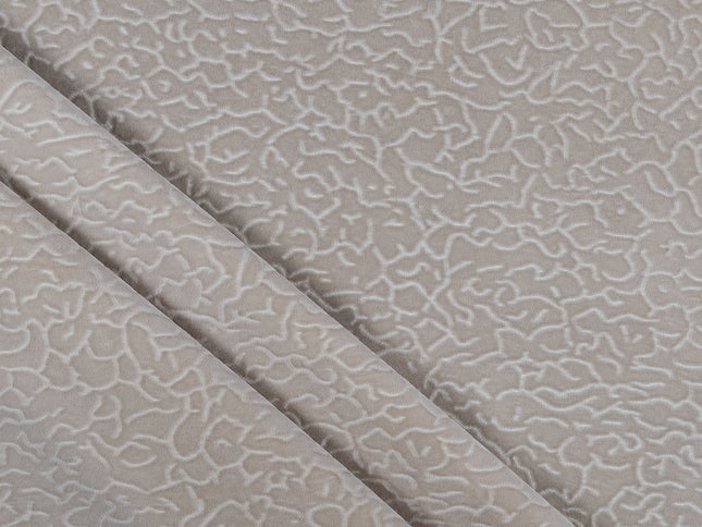 Dark Beige Colour Textured Velvet Flock Easy Clean Sofa, Chair and Curtain Fabric