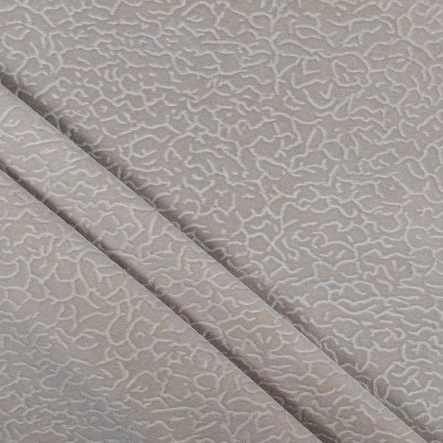 Dark Beige Colour Textured Velvet Flock Easy Clean Sofa, Chair and Curtain Fabric