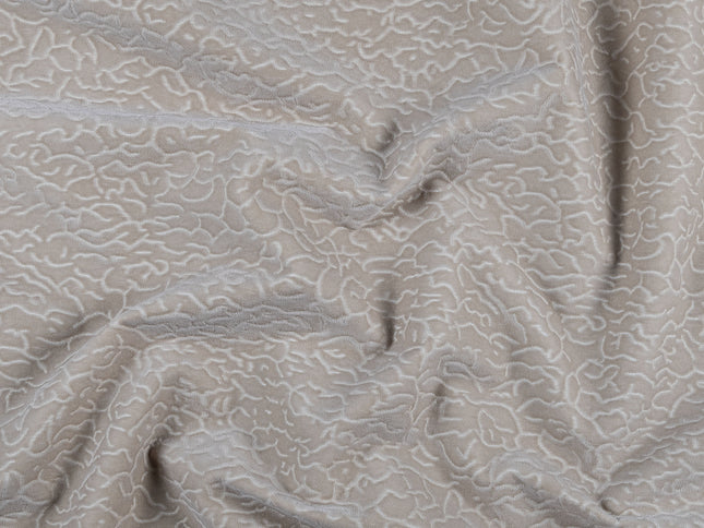 Dark Beige Colour Textured Velvet Flock Easy Clean Sofa, Chair and Curtain Fabric