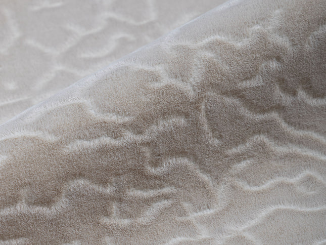 Dark Beige Colour Textured Velvet Flock Easy Clean Sofa, Chair and Curtain Fabric