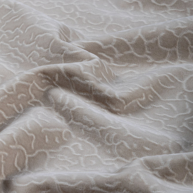 Dark Beige Colour Textured Velvet Flock Easy Clean Sofa, Chair and Curtain Fabric