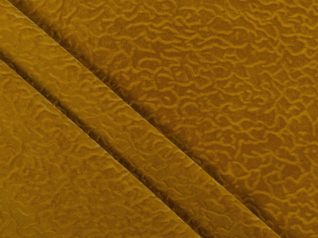 Ochre Dark Yellow Colour Textured Velvet Flock Easy Clean Sofa, Chair and Curtain Fabric