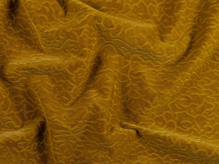 Ochre Dark Yellow Colour Textured Velvet Flock Easy Clean Sofa, Chair and Curtain Fabric