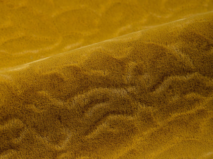 Ochre Dark Yellow Colour Textured Velvet Flock Easy Clean Sofa, Chair and Curtain Fabric