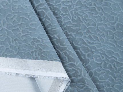 Grey Colour Textured Velvet Flock Readymade Curtain