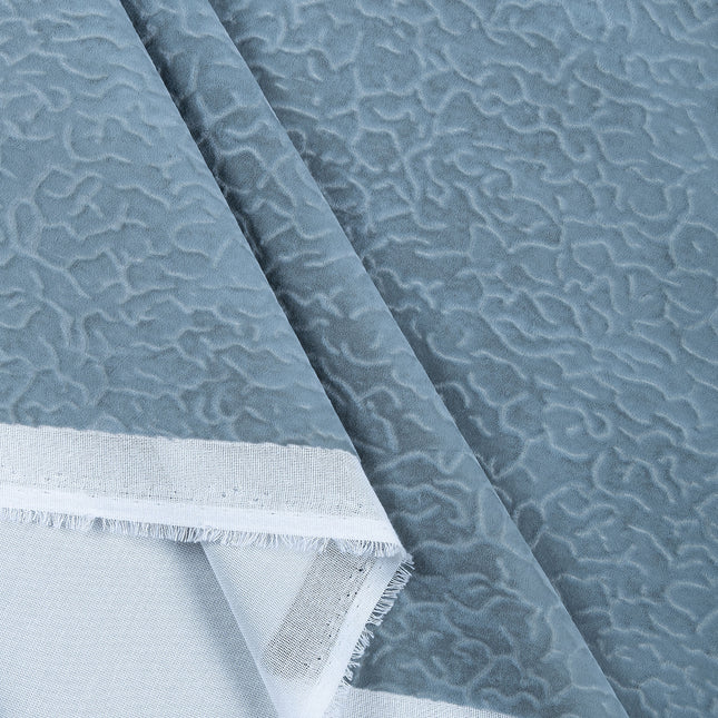 Grey Colour Textured Velvet Flock Readymade Curtain