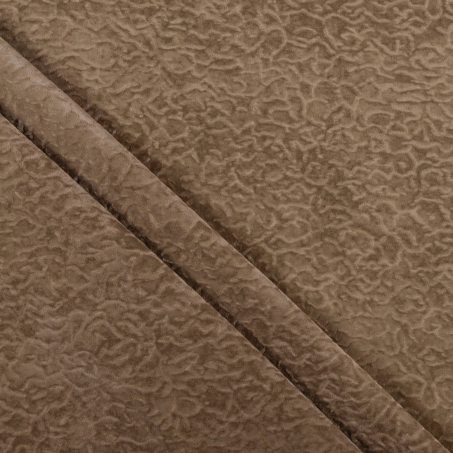 Brown Colour Textured Velvet Flock Readymade Curtain