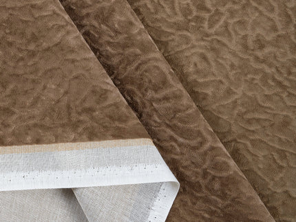 Brown Colour Textured Velvet Flock Readymade Curtain
