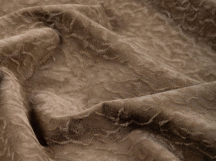 Brown Colour Textured Velvet Flock Easy Clean Sofa, Chair and Curtain Fabric