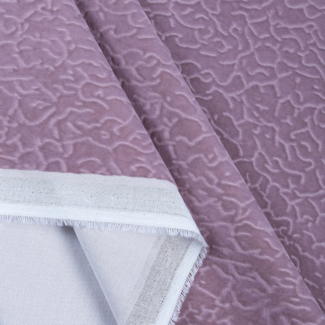 Pink Colour Textured Velvet Flock Readymade Curtain