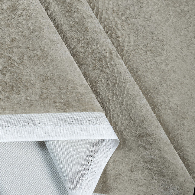 Stone Beige Colour Textured Velvet Flock Easy Clean Sofa, Chair and Curtain Fabric