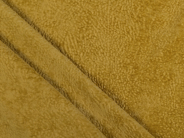 Mustard Yellow Colour Textured Velvet Flock Easy Clean Sofa, Chair and Curtain Fabric