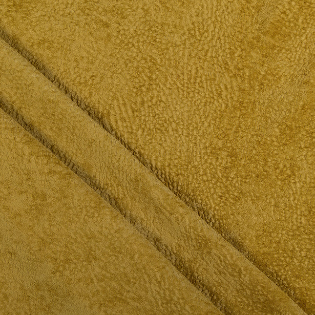 Mustard Yellow Colour Textured Velvet Flock Easy Clean Sofa, Chair and Curtain Fabric