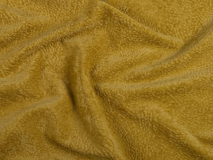 Mustard Yellow Colour Textured Velvet Flock Easy Clean Sofa, Chair and Curtain Fabric