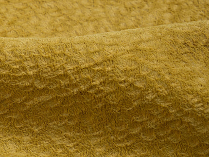 Mustard Yellow Colour Textured Velvet Flock Easy Clean Sofa, Chair and Curtain Fabric