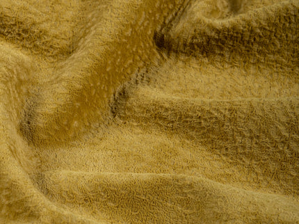 Mustard Yellow Colour Textured Velvet Flock Easy Clean Sofa, Chair and Curtain Fabric
