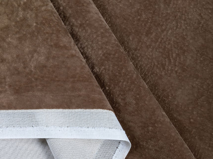 Espresso Brown Colour Textured Velvet Flock Easy Clean Sofa, Chair and Curtain Fabric