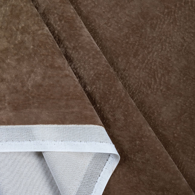 Espresso Brown Colour Textured Velvet Flock Easy Clean Sofa, Chair and Curtain Fabric