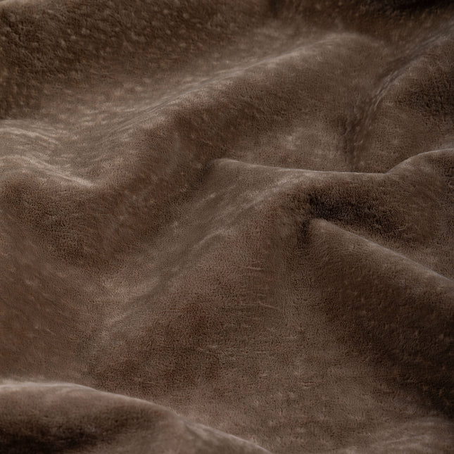 Espresso Brown Colour Textured Velvet Flock Easy Clean Sofa, Chair and Curtain Fabric