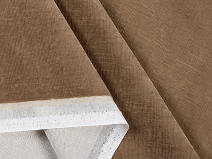 Light Brown Colour Textured Velvet Flock Readymade Curtain