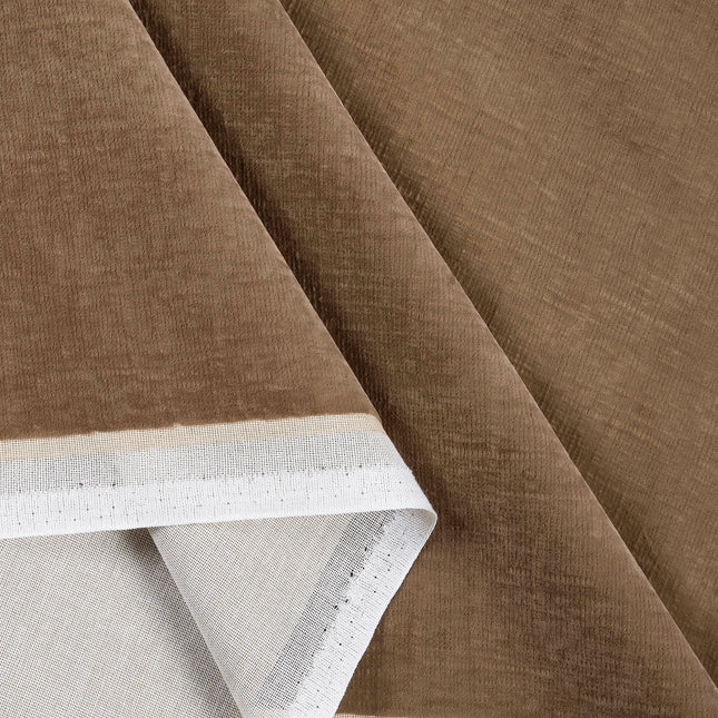 Light Brown Colour Textured Velvet Flock Readymade Curtain