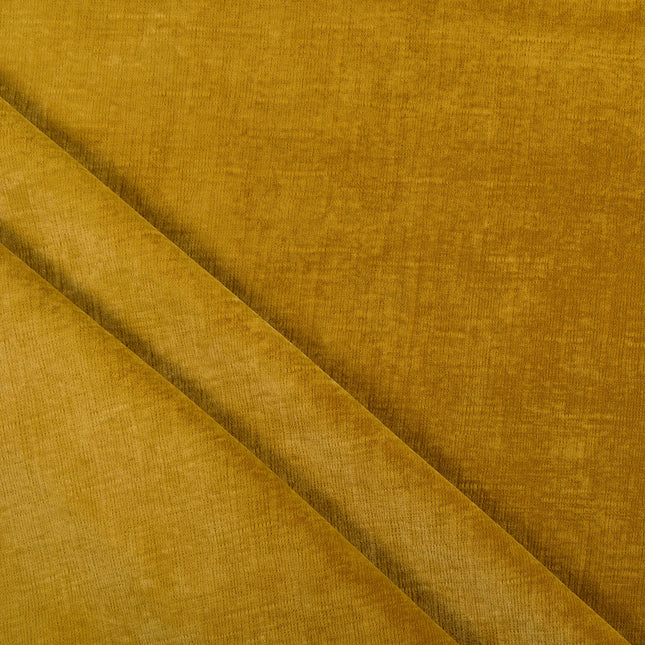 Drab Yellow Colour Textured Velvet Flock Readymade Curtain