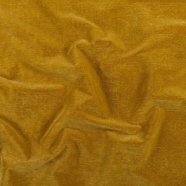 Drab Yellow Colour Textured Velvet Flock Easy Clean Sofa, Chair and Curtain Fabric