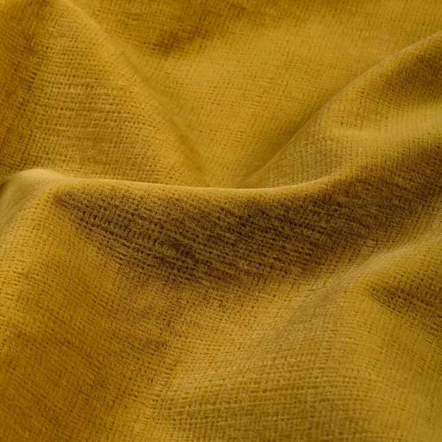 Drab Yellow Colour Textured Velvet Flock Easy Clean Sofa, Chair and Curtain Fabric