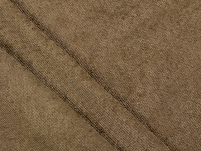 Medium Brown Colour Textured Velvet Flock Easy Clean Sofa, Chair and Curtain Fabric