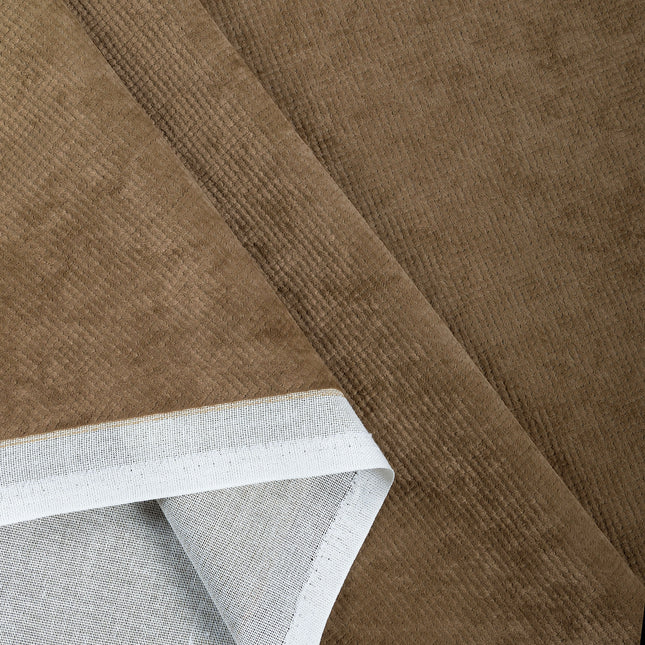 Medium Brown Colour Textued Velvet Flock Easy Clean Sofa, Chair and Curtain Fabric