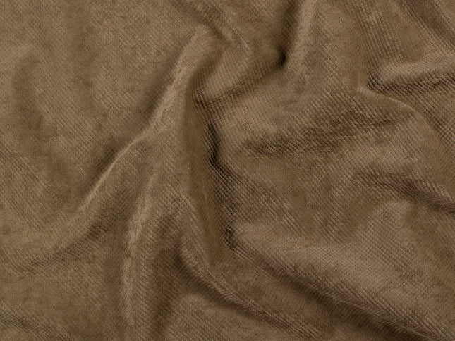 Medium Brown Colour Textured Velvet Flock Easy Clean Sofa, Chair and Curtain Fabric