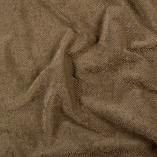 Medium Brown Colour Textued Velvet Flock Easy Clean Sofa, Chair and Curtain Fabric