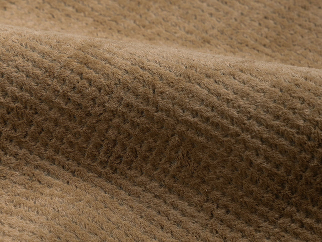 Medium Brown Colour Textured Velvet Flock Easy Clean Sofa, Chair and Curtain Fabric