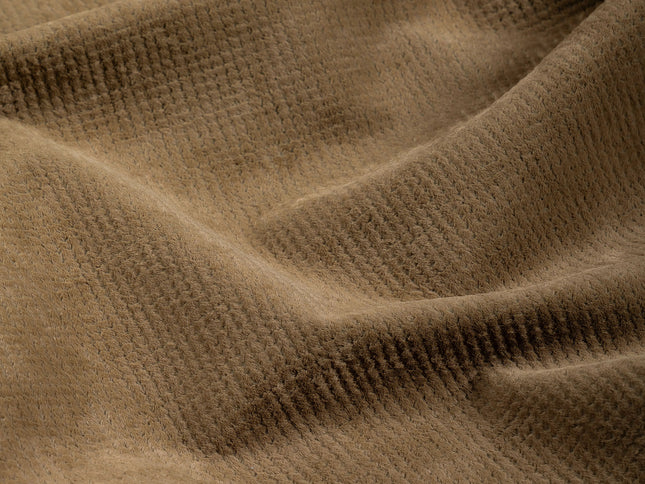 Medium Brown Colour Textured Velvet Flock Easy Clean Sofa, Chair and Curtain Fabric