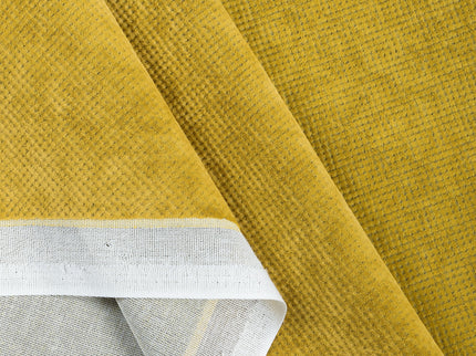 Dark Yellow Colour Textued Velvet Flock Easy Clean Sofa, Chair and Curtain Fabric