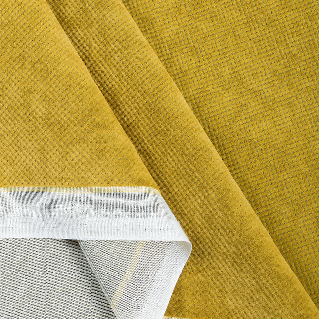 Dark Yellow Colour Textued Velvet Flock Easy Clean Sofa, Chair and Curtain Fabric
