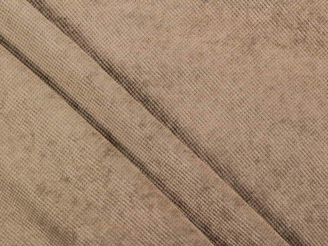 Light Brown Colour Textured Velvet Flock Easy Clean Sofa, Chair and Curtain Fabric