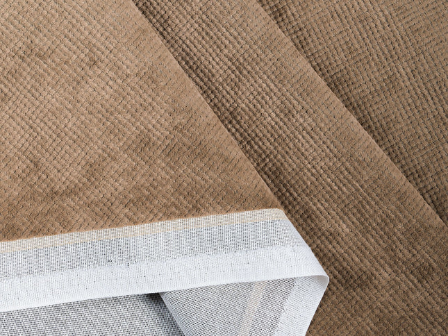 Light Brown Colour Textured Velvet Flock Easy Clean Sofa, Chair and Curtain Fabric