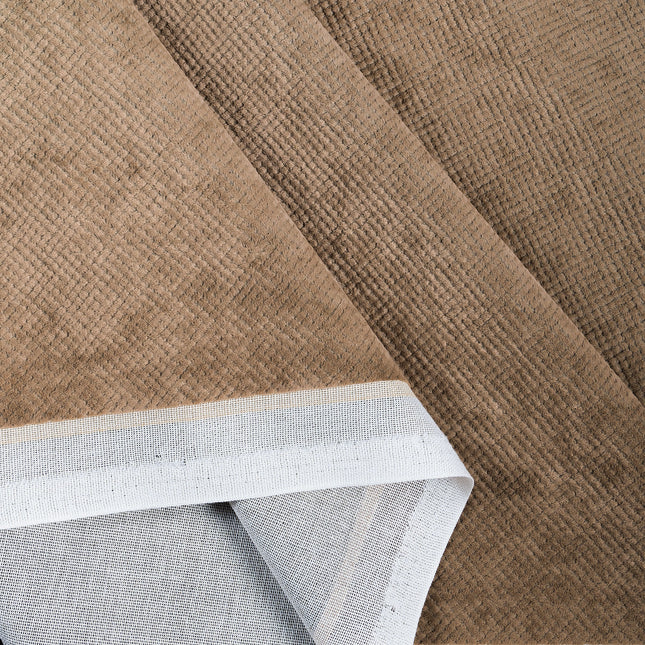 Light Brown Colour Textued Velvet Flock Easy Clean Sofa, Chair and Curtain Fabric