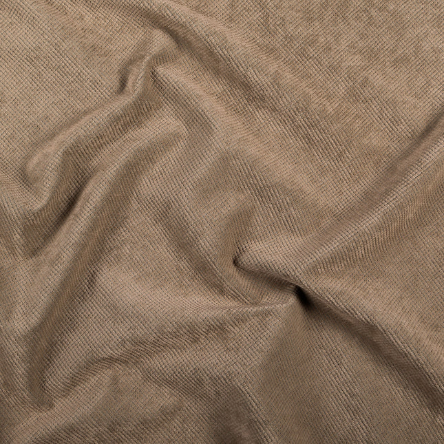 Light Brown Colour Textued Velvet Flock Easy Clean Sofa, Chair and Curtain Fabric