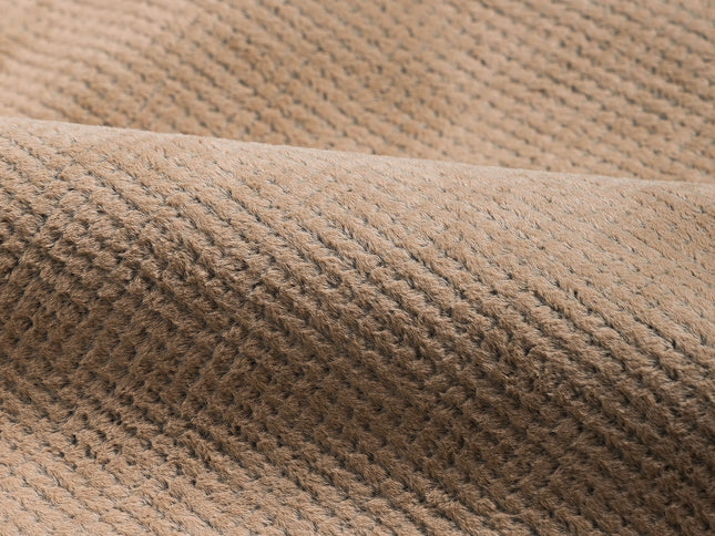 Light Brown Colour Textured Velvet Flock Easy Clean Sofa, Chair and Curtain Fabric