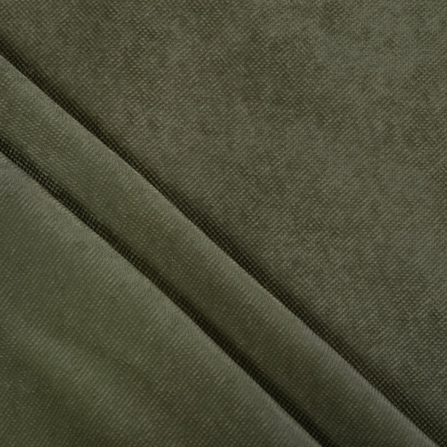 Olive Green Colour Textued Velvet Flock Easy Clean Sofa, Chair and Curtain Fabric